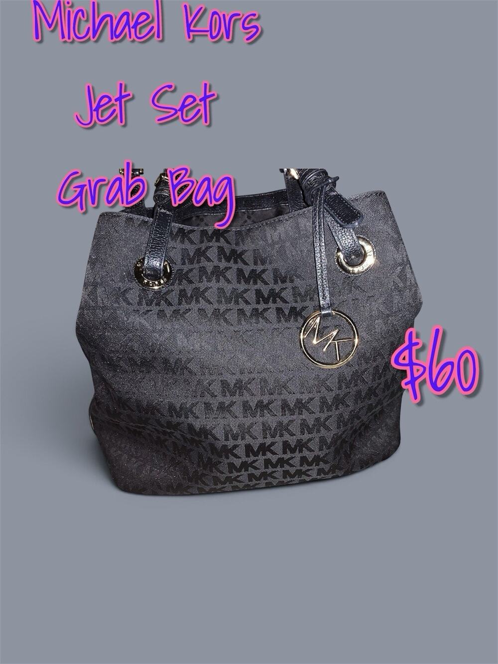 MICHAEL KORS Jet Set Grab Bag Tote MK Logo  MSRP $248